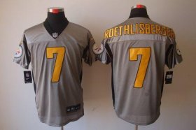 Wholesale Cheap Nike Steelers #7 Ben Roethlisberger Grey Shadow Men\'s Stitched NFL Elite Jersey