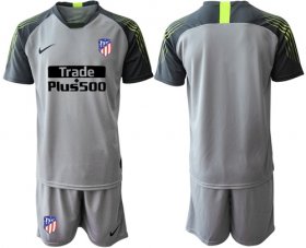Wholesale Cheap Atletico Madrid Blank Grey Goalkeeper Soccer Club Jersey