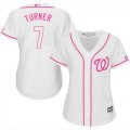Wholesale Cheap Nationals #7 Trea Turner White/Pink Fashion Women's Stitched MLB Jersey