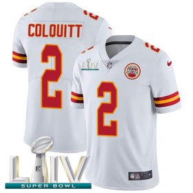 Wholesale Cheap Nike Chiefs #2 Dustin Colquitt White Super Bowl LIV 2020 Men\'s Stitched NFL Vapor Untouchable Limited Jersey