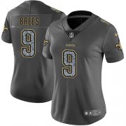 Wholesale Cheap Nike Saints #9 Drew Brees Gray Static Women's Stitched NFL Vapor Untouchable Limited Jersey