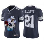 Wholesale Cheap Dallas Cowboys #21 Ezekiel Elliott Men's Nike Player Signature Moves Vapor Limited NFL Jersey Navy Blue