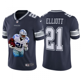 Wholesale Cheap Dallas Cowboys #21 Ezekiel Elliott Men\'s Nike Player Signature Moves Vapor Limited NFL Jersey Navy Blue