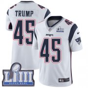Wholesale Cheap Nike Patriots #45 Donald Trump White Super Bowl LIII Bound Youth Stitched NFL Vapor Untouchable Limited Jersey