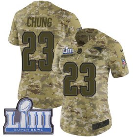 Wholesale Cheap Nike Patriots #23 Patrick Chung Camo Super Bowl LIII Bound Women\'s Stitched NFL Limited 2018 Salute to Service Jersey