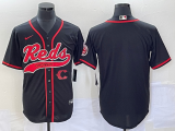 Wholesale Cheap Men's Cincinnati Reds Black With Patch Cool Base Stitched Baseball Jersey 1