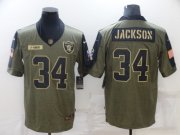 Wholesale Cheap Men's Las Vegas Raiders #34 Bo Jackson Nike Olive 2021 Salute To Service Retired Player Limited Jersey