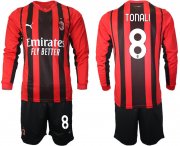 Wholesale Cheap Men 2021-2022 Club Ac Milan home red Long Sleeve 8 Soccer Jersey