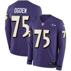 Wholesale Cheap Nike Ravens #75 Jonathan Ogden Purple Team Color Men\'s Stitched NFL Limited Therma Long Sleeve Jersey