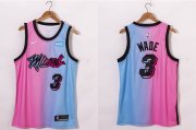 Wholesale Cheap Men's Miami Heat #3 Dwyane Wade Pink Blue 2021 Nike City Edition Swingman Jersey
