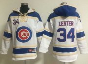 Wholesale Cheap Cubs #34 Jon Lester White Sawyer Hooded Sweatshirt MLB Hoodie