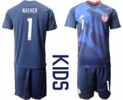 Wholesale Cheap Youth 2020-2021 Season National team United States away blue 1 Soccer Jersey