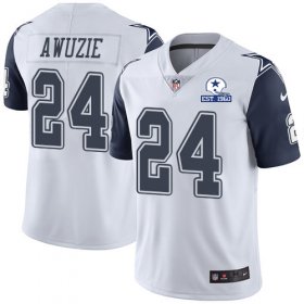 Wholesale Cheap Nike Cowboys #24 Chidobe Awuzie White Men\'s Stitched With Established In 1960 Patch NFL Limited Rush Jersey