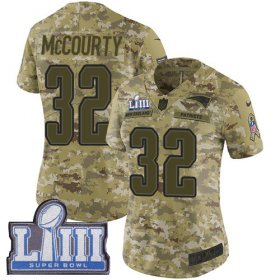 Wholesale Cheap Nike Patriots #32 Devin McCourty Camo Super Bowl LIII Bound Women\'s Stitched NFL Limited 2018 Salute to Service Jersey