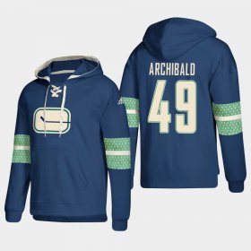 Wholesale Cheap Vancouver Canucks #49 Darren Archibald Blue adidas Lace-Up Pullover Hoodie