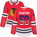Wholesale Cheap Adidas Blackhawks #50 Corey Crawford Red Home Authentic USA Flag Women's Stitched NHL Jersey