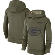 Wholesale Cheap Women's Green Bay Packers Nike Olive Salute to Service Sideline Therma Performance Pullover Hoodie