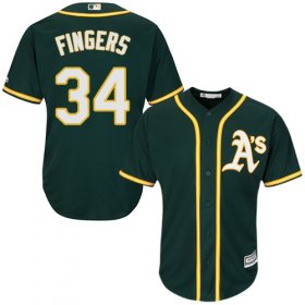 Wholesale Cheap Athletics #34 Rollie Fingers Green Cool Base Stitched Youth MLB Jersey