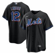 Wholesale Cheap Men's New York Mets #12 Francisco Lindor Black 2022 Cool Base Stitched Baseball Jersey