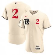 Cheap Men's Texas Rangers #2 Marcus Semien Cream 2023 City Connect Flex Base Stitched Baseball Jersey