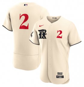 Cheap Men\'s Texas Rangers #2 Marcus Semien Cream 2023 City Connect Flex Base Stitched Baseball Jersey