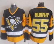 Wholesale Cheap Penguins #55 Larry Murphy Black CCM Throwback Stitched NHL Jersey