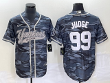 Wholesale Cheap Men's New York Yankees #99 Aaron Judge Grey Camo Cool Base With Patch Stitched Baseball Jersey