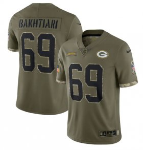 Wholesale Cheap Men\'s Green Bay Packers #69 David Bakhtiari 2022 Olive Salute To Service Limited Stitched Jersey