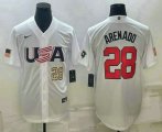 Cheap Mens USA Baseball #28 Nolan Arenado Number 2023 White World Baseball Classic Replica Stitched Jersey