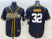 Wholesale Cheap Men's Pittsburgh Steelers #32 Franco Harris Black With Patch Cool Base Stitched Baseball Jerseys