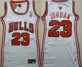 Wholesale Cheap Women\'s Chicago Bulls #23 Michael Jordan White Dress Jersey