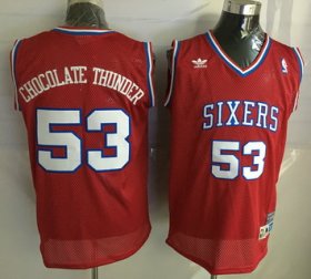 Wholesale Cheap Men\'s Philadelphia 76ers #53 Chocolate Thunder Nickname Red Soul Swingman Jersey