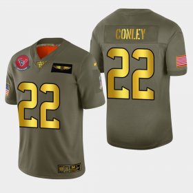 Wholesale Cheap Nike Texans #22 Gareon Conley Men\'s Olive Gold 2019 Salute to Service NFL 100 Limited Jersey