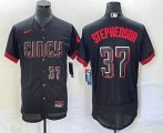 Wholesale Cheap Men's Cincinnati Reds #37 Tyler Stephenson Number Black 2023 City Connect Flex Base Stitched Jersey
