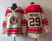 Wholesale Cheap Blackhawks #29 Bryan Bickell Cream Sawyer Hooded Sweatshirt Stitched NHL Jersey