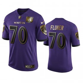Wholesale Cheap Baltimore Ravens #70 D.J. Fluker Men\'s Nike Purple Team 25th Season Golden Limited NFL Jersey