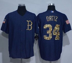 Wholesale Cheap Red Sox #34 David Ortiz Denim Blue Salute to Service Stitched MLB Jersey