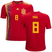 Wholesale Cheap Spain #8 Saul Red Home Kid Soccer Country Jersey