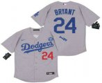 Wholesale Cheap Men's Los Angeles Dodgers #24 Kobe Bryant Grey KB Patch Stitched MLB Cool Base Nike Jersey