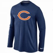 Wholesale Cheap Nike Chicago Bears Logo Long Sleeve T-Shirt Dark Blue