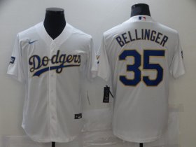 Wholesale Cheap Men Los Angeles Dodgers 35 Bellinger White Game 2021 Nike MLB Jersey
