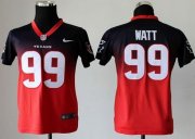 Wholesale Cheap Nike Texans #99 J.J. Watt Navy Blue/Red Youth Stitched NFL Elite Fadeaway Fashion Jersey