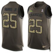 Wholesale Cheap Nike Chargers #25 Chris Harris Jr Green Men's Stitched NFL Limited Salute To Service Tank Top Jersey