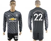 Wholesale Cheap Manchester United #22 Mkhitaryan Black Long Sleeves Soccer Club Jersey