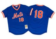 Wholesale Cheap Mitchell And Ness 1986 Mets #18 Darryl Strawberry Blue Throwback Stitched MLB Jersey