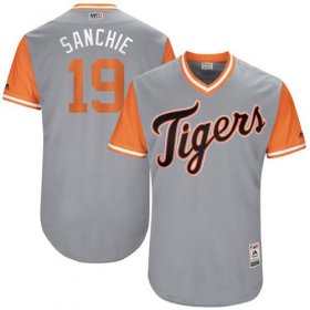 Wholesale Cheap Tigers #19 Anibal Sanchez Gray \"Sanchie\" Players Weekend Authentic Stitched MLB Jersey