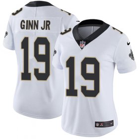 Wholesale Cheap Nike Saints #19 Ted Ginn Jr White Women\'s Stitched NFL Vapor Untouchable Limited Jersey
