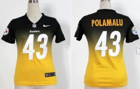 Wholesale Cheap Nike Steelers #43 Troy Polamalu Black/Yellow Women\'s Stitched NFL Elite Fadeaway Fashion Jersey