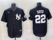 Cheap Men's New York Yankees #22 Juan Soto Black Cool Base With Patch Stitched Baseball Jersey