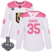 Wholesale Cheap Adidas Golden Knights #35 Oscar Dansk White/Pink Authentic Fashion 2018 Stanley Cup Final Women's Stitched NHL Jersey